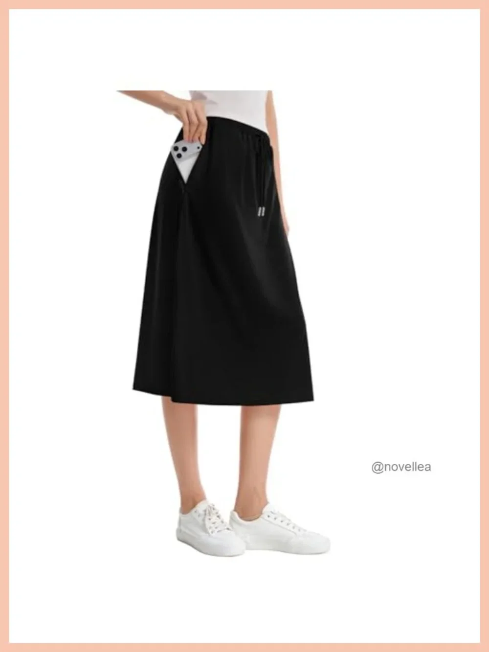 Women's High Waisted Midi Skort with Pockets, Built-in Shorts, Athletic Travel